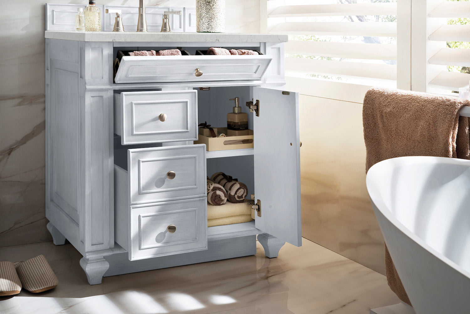 30" Bristol Single Bathroom Vanity, Bright White