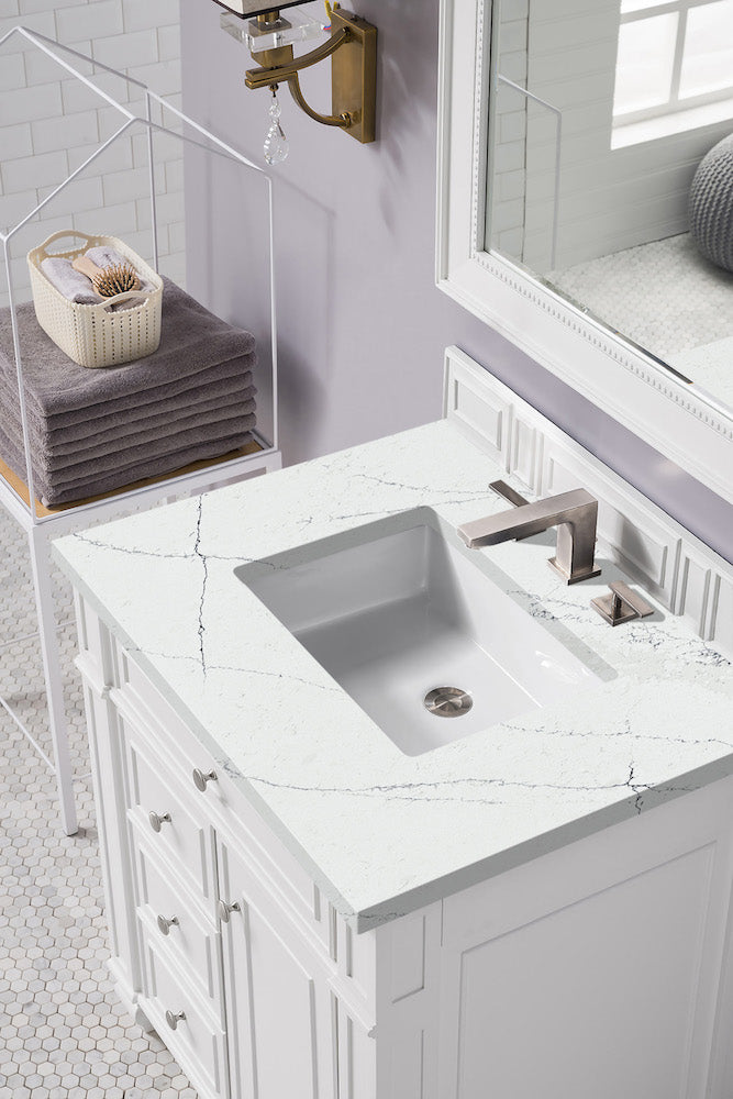 30" Bristol Single Bathroom Vanity, Bright White