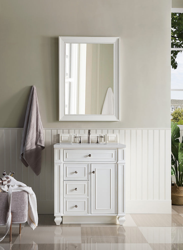 30" Bristol Single Bathroom Vanity, Bright White