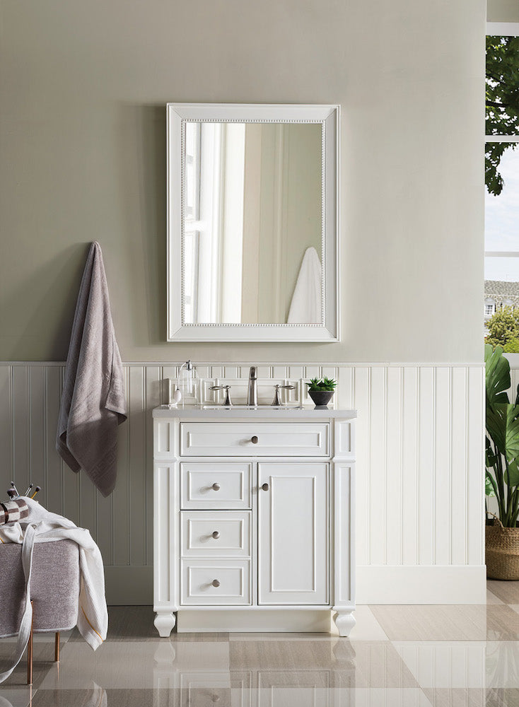 30" Bristol Single Bathroom Vanity, Bright White