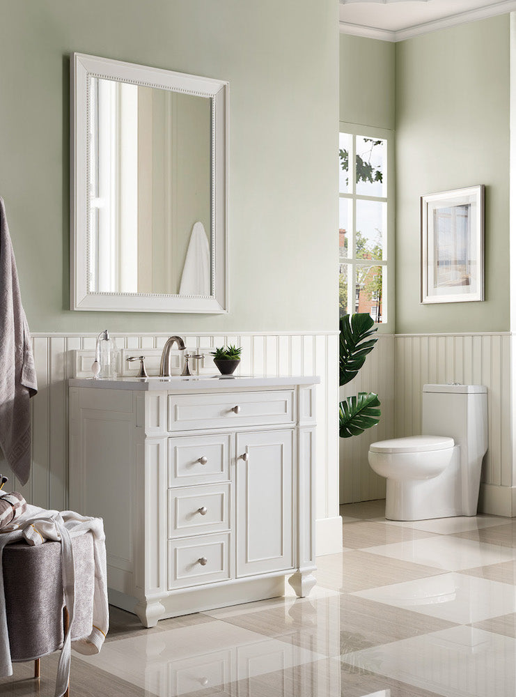 30" Bristol Single Bathroom Vanity, Bright White