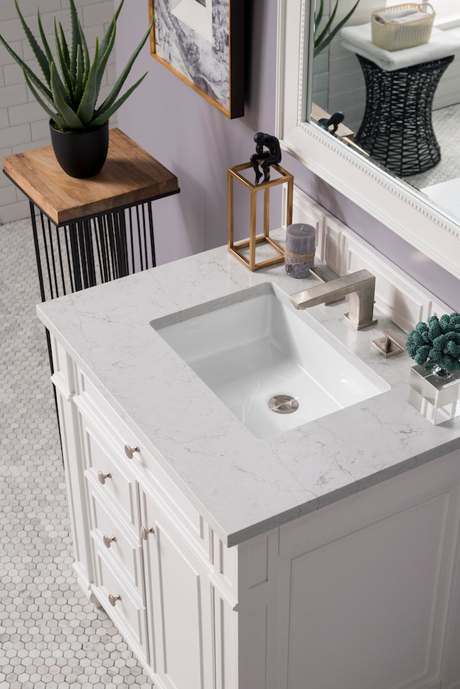 30" Bristol Single Bathroom Vanity, Bright White