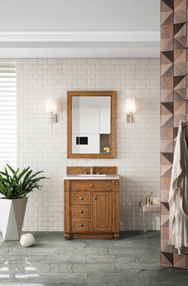 30" Bristol Single Bathroom Vanity, Saddle Brown