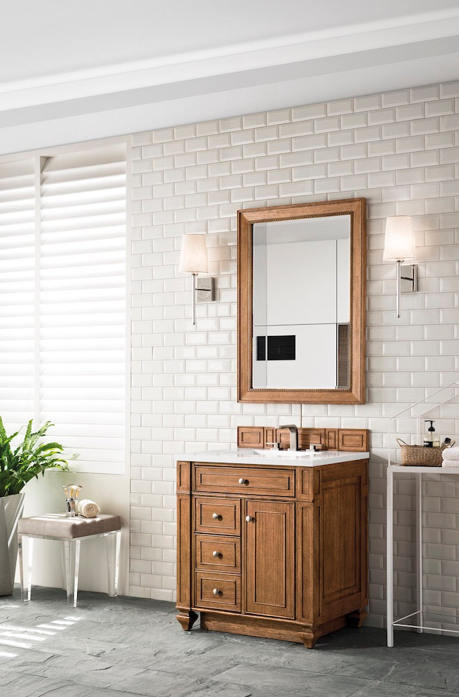30" Bristol Single Bathroom Vanity, Saddle Brown