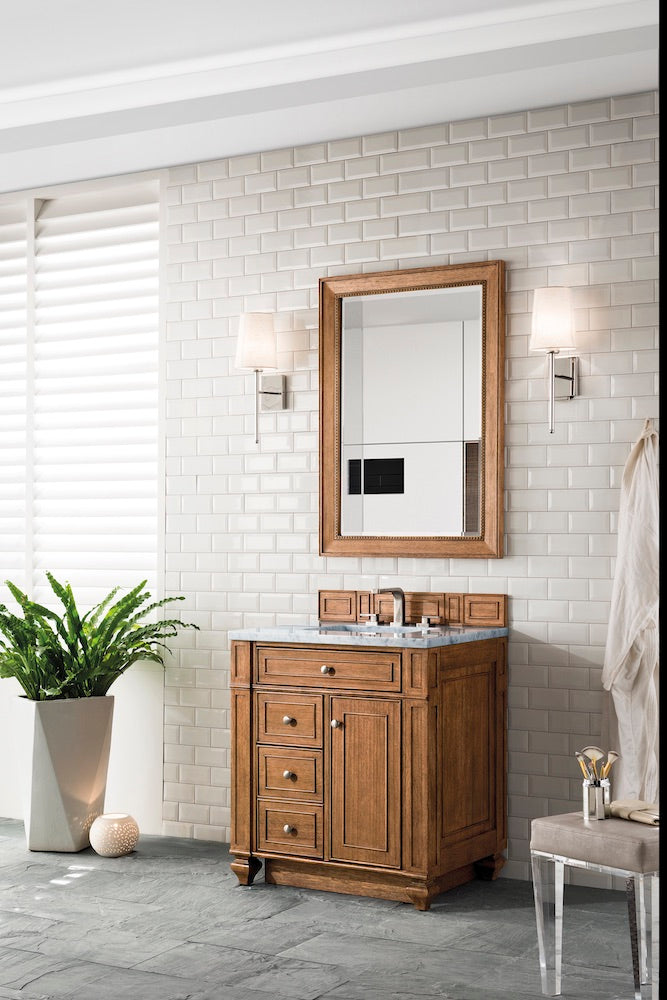30" Bristol Single Bathroom Vanity, Saddle Brown
