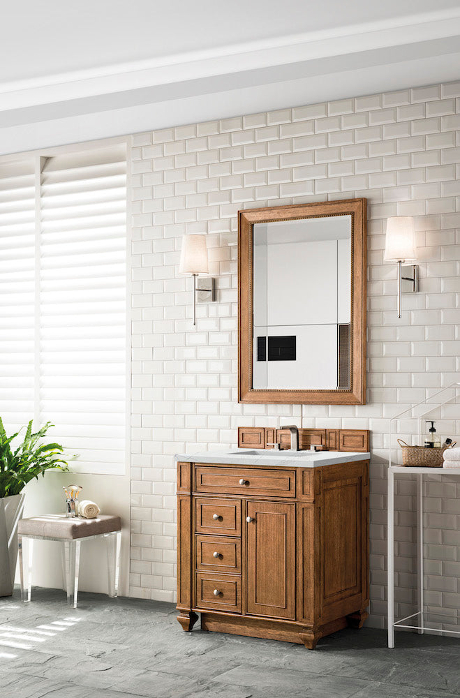 30" Bristol Single Bathroom Vanity, Saddle Brown