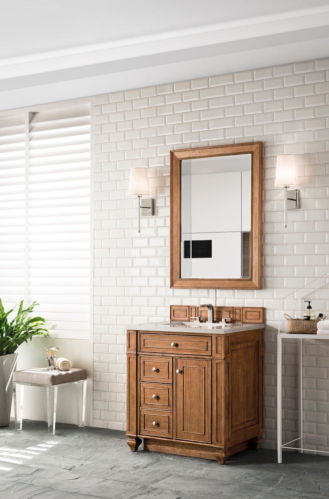 30" Bristol Single Bathroom Vanity, Saddle Brown