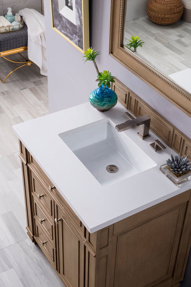 30" Bristol Single Bathroom Vanity, Whitewashed Walnut