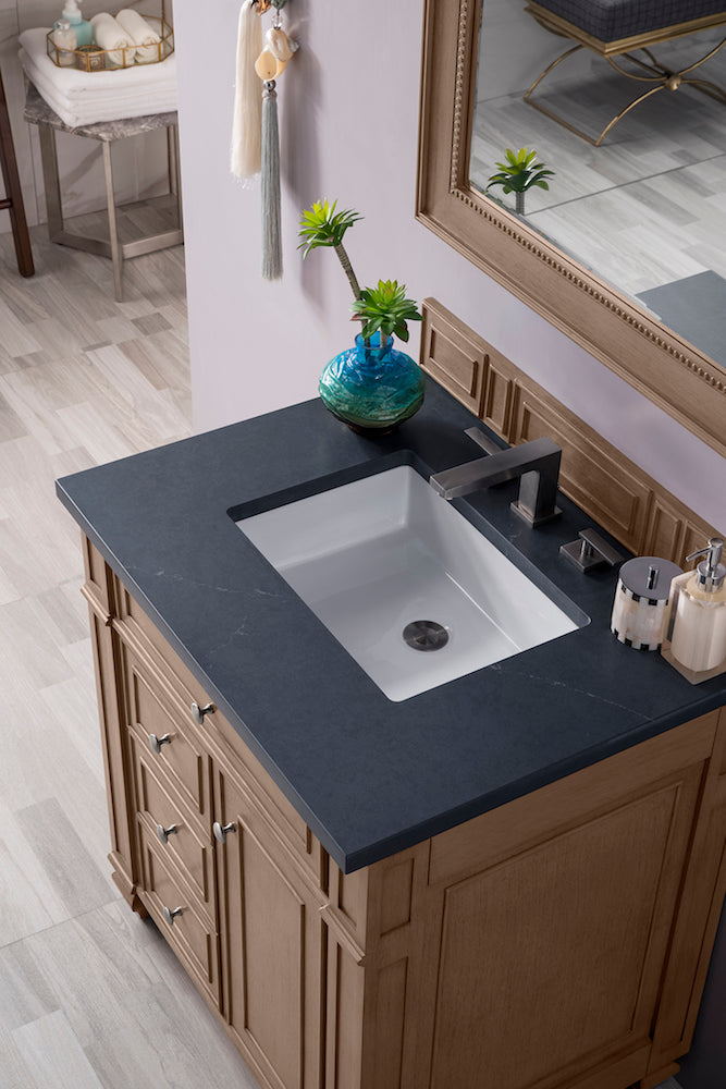 30" Bristol Single Bathroom Vanity, Whitewashed Walnut