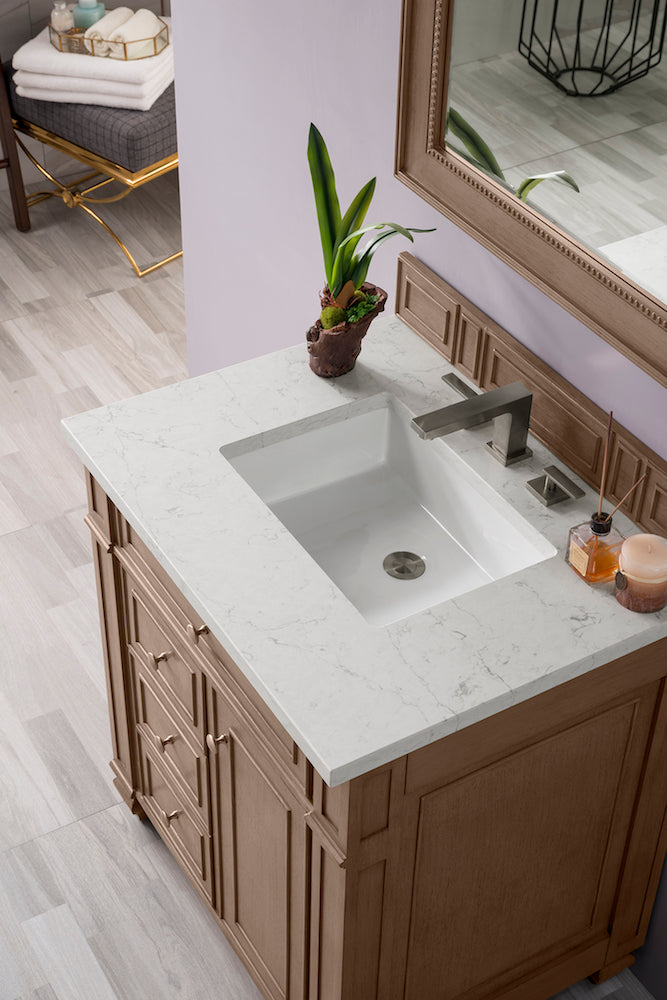 30" Bristol Single Bathroom Vanity, Whitewashed Walnut