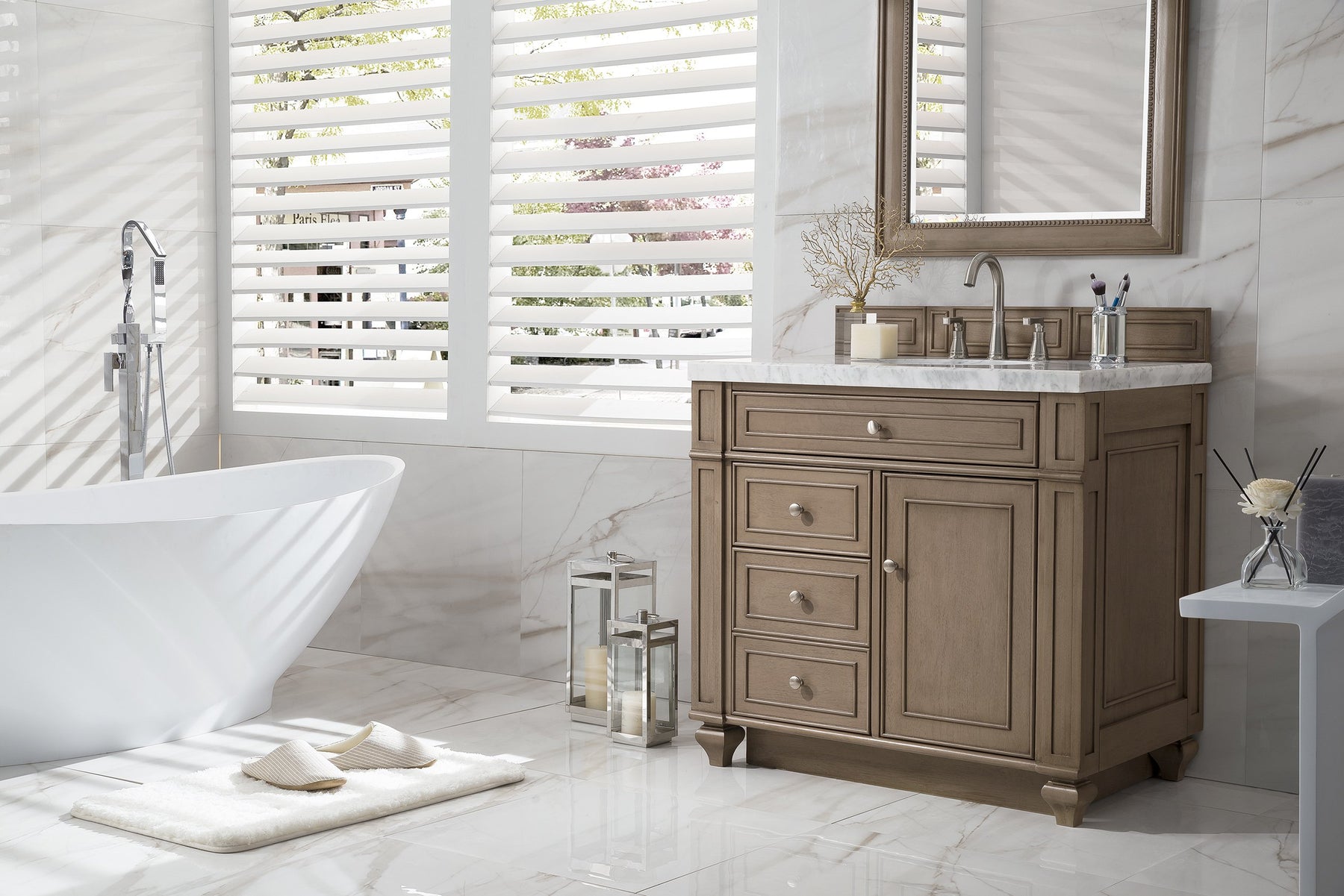 36" Bristol Whitewashed Walnut Single Bathroom Vanity, James Martin Vanities - vanitiesdepot.com
