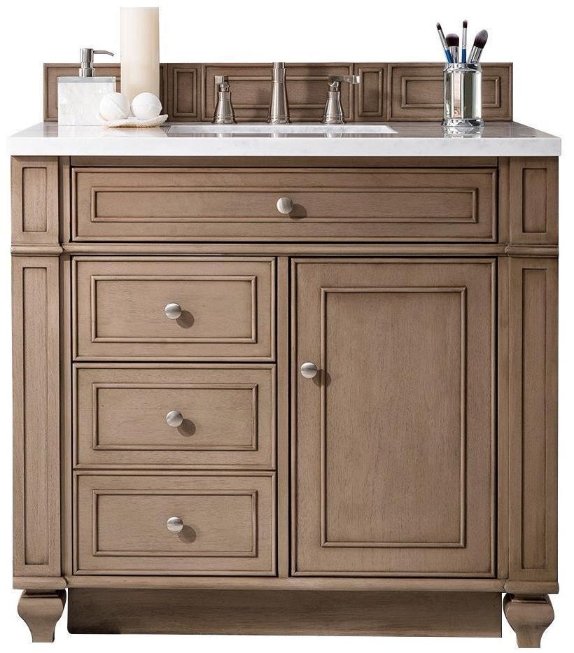 36" Bristol Whitewashed Walnut Single Bathroom Vanity, James Martin Vanities - vanitiesdepot.com