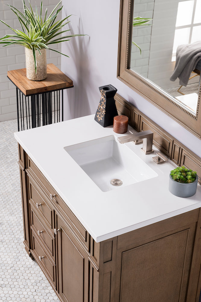 36" Bristol Single Bathroom Vanity, Whitewashed Walnut