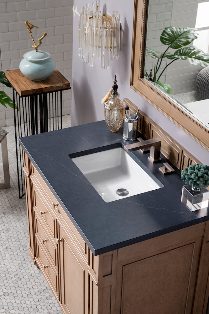 36" Bristol Single Bathroom Vanity, Whitewashed Walnut