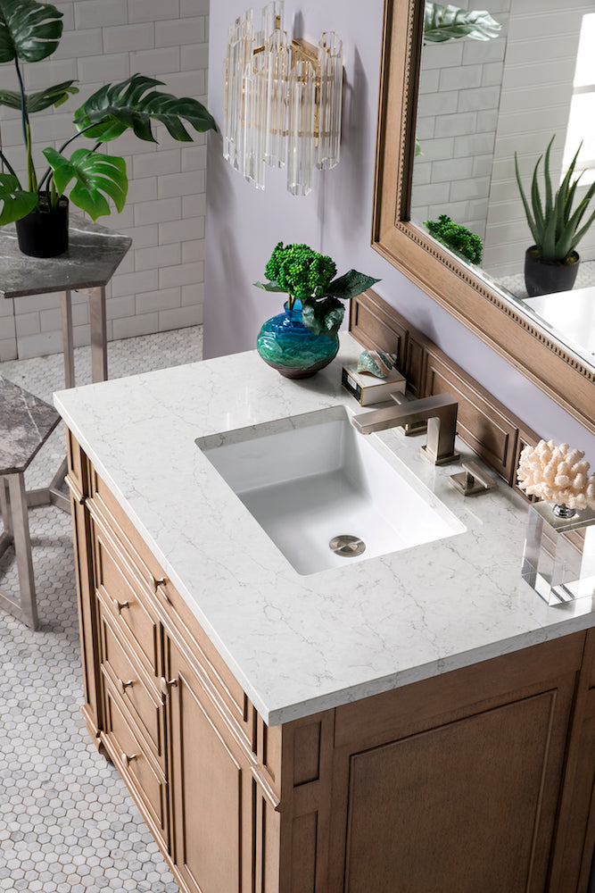 36" Bristol Single Bathroom Vanity, Whitewashed Walnut