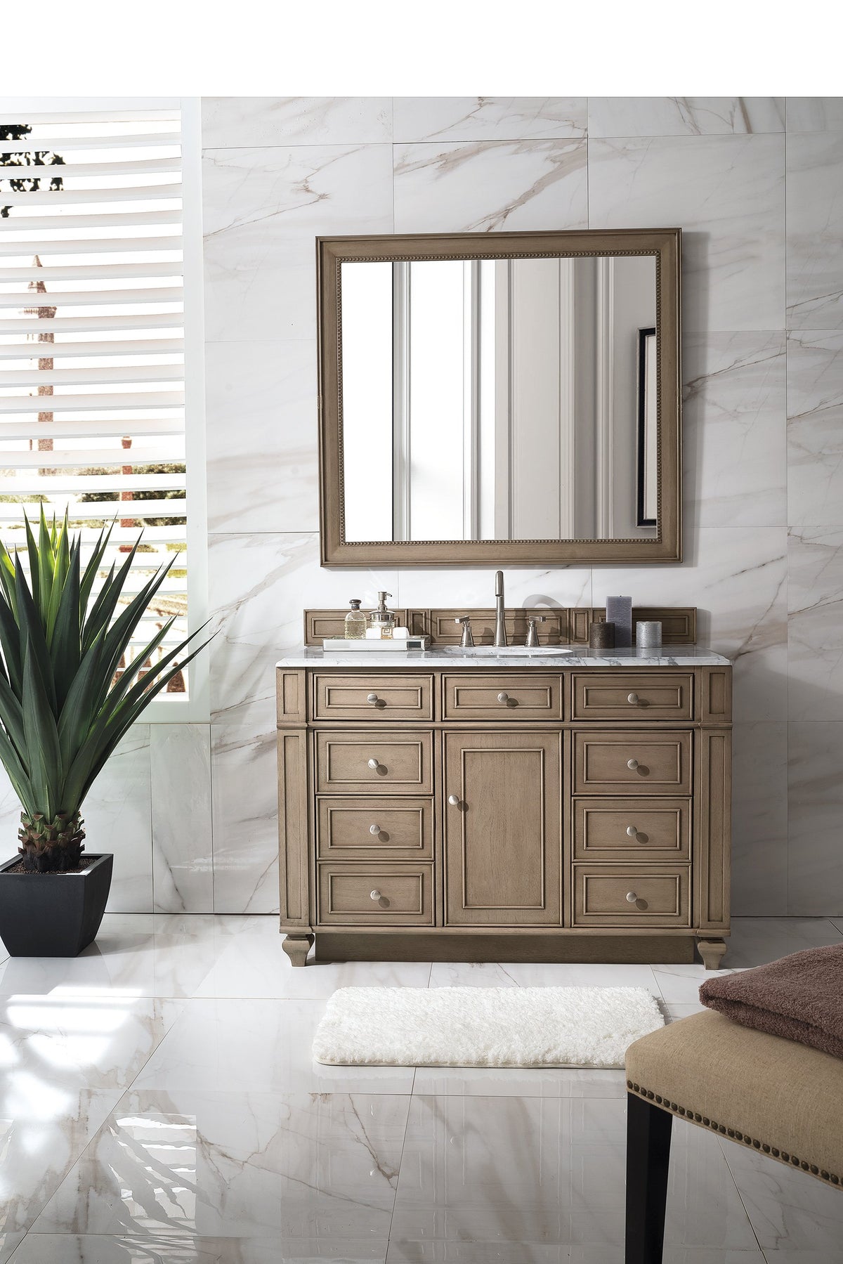 48" Bristol Whitewashed Walnut Single Bathroom Vanity, James Martin Vanities - vanitiesdepot.com
