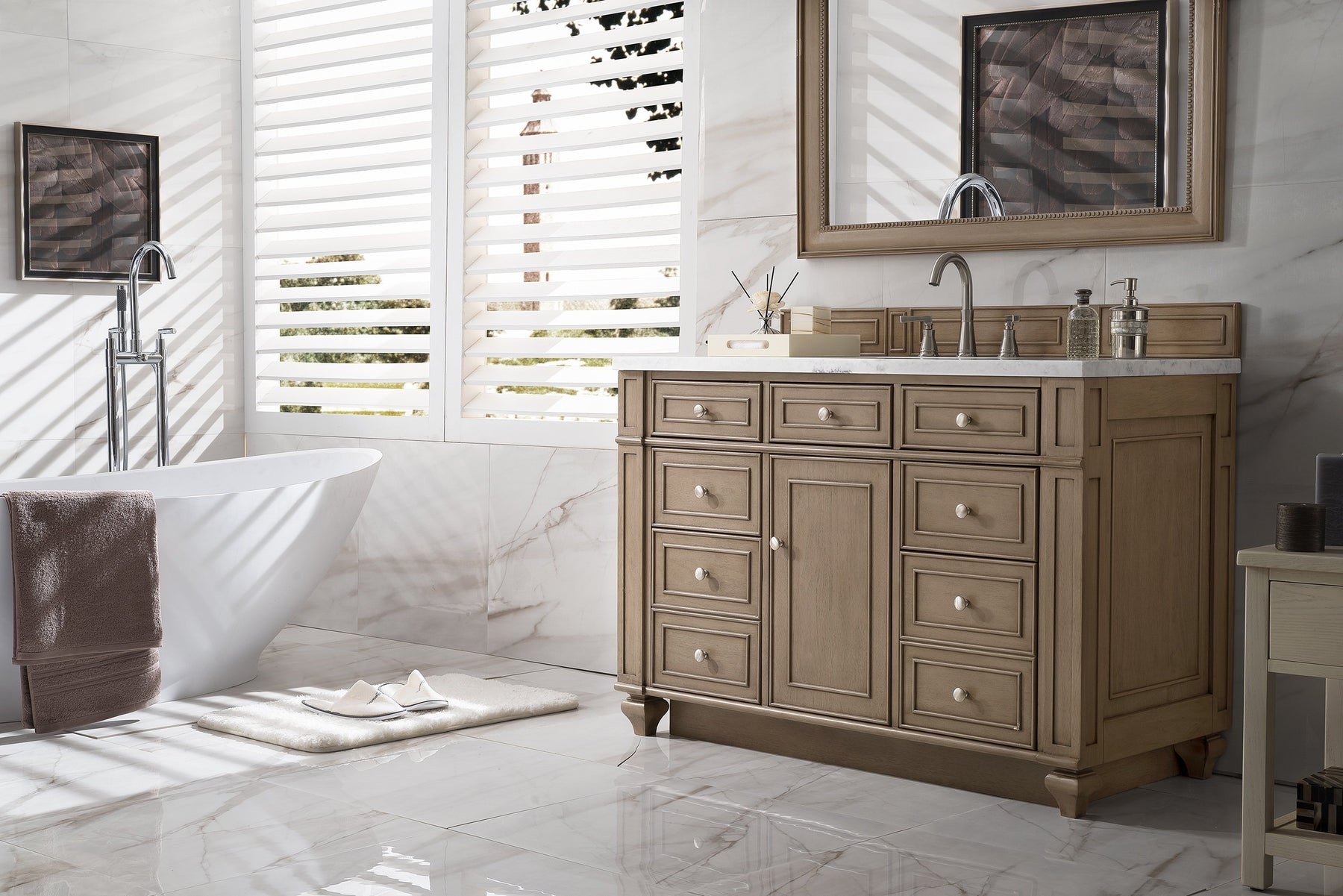48" Bristol Whitewashed Walnut Single Bathroom Vanity, James Martin Vanities - vanitiesdepot.com