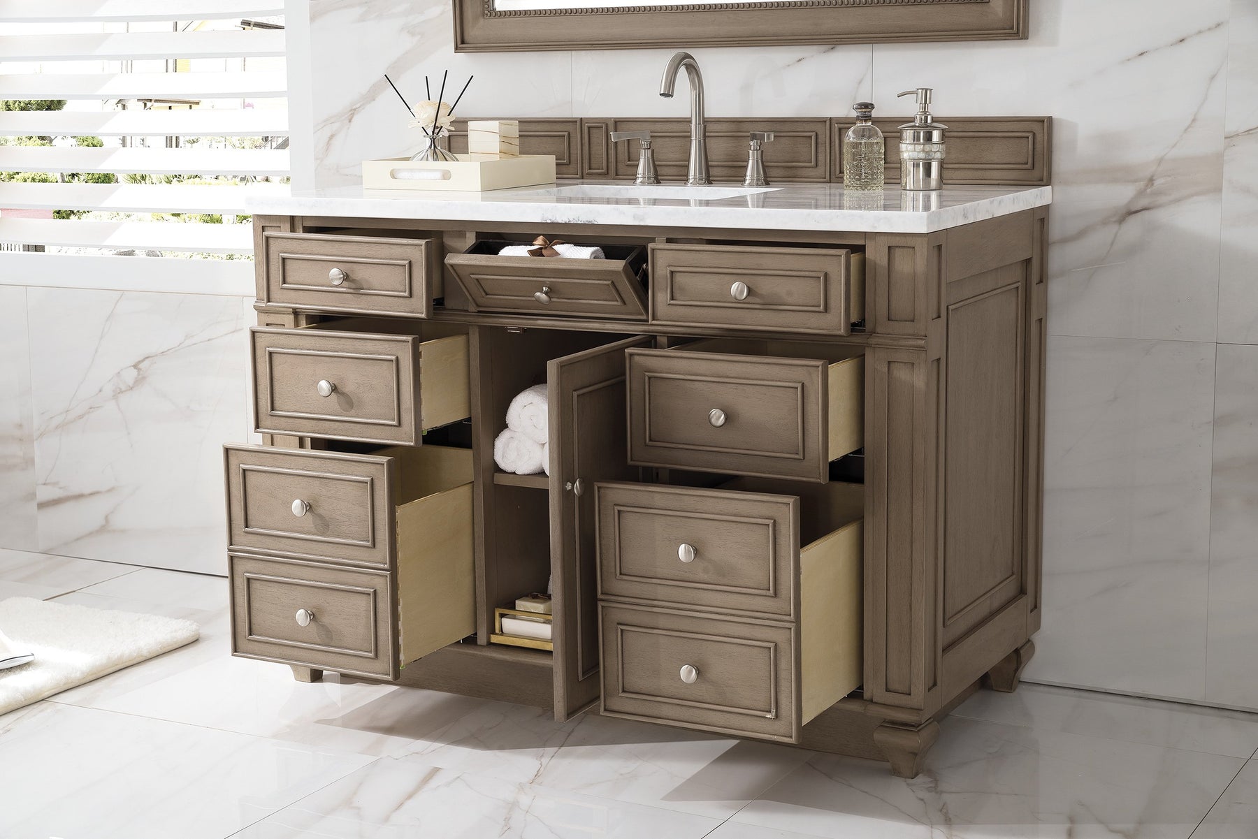 48" Bristol Whitewashed Walnut Single Bathroom Vanity, James Martin Vanities - vanitiesdepot.com