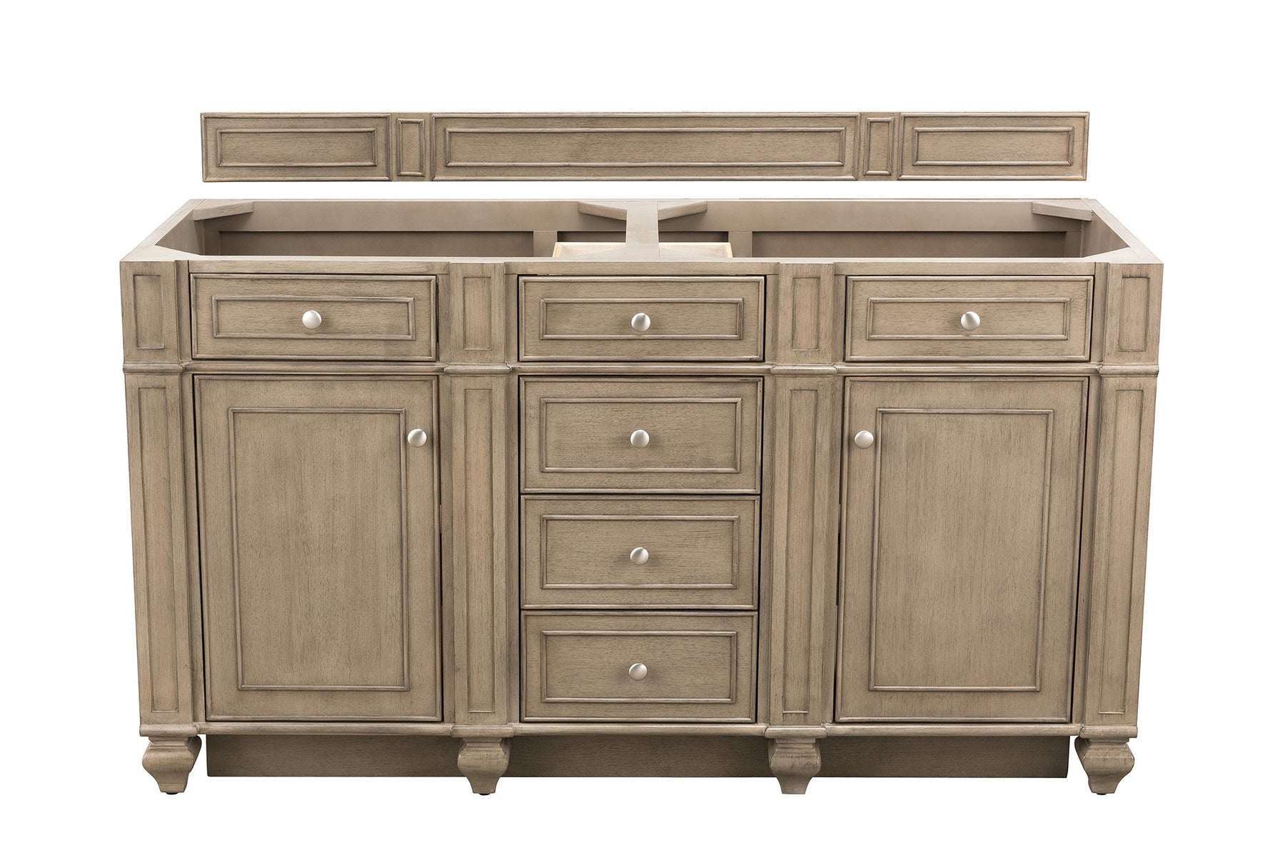 60" Bristol Whitewashed Walnut Double Bathroom Vanity, James Martin Vanities - vanitiesdepot.com