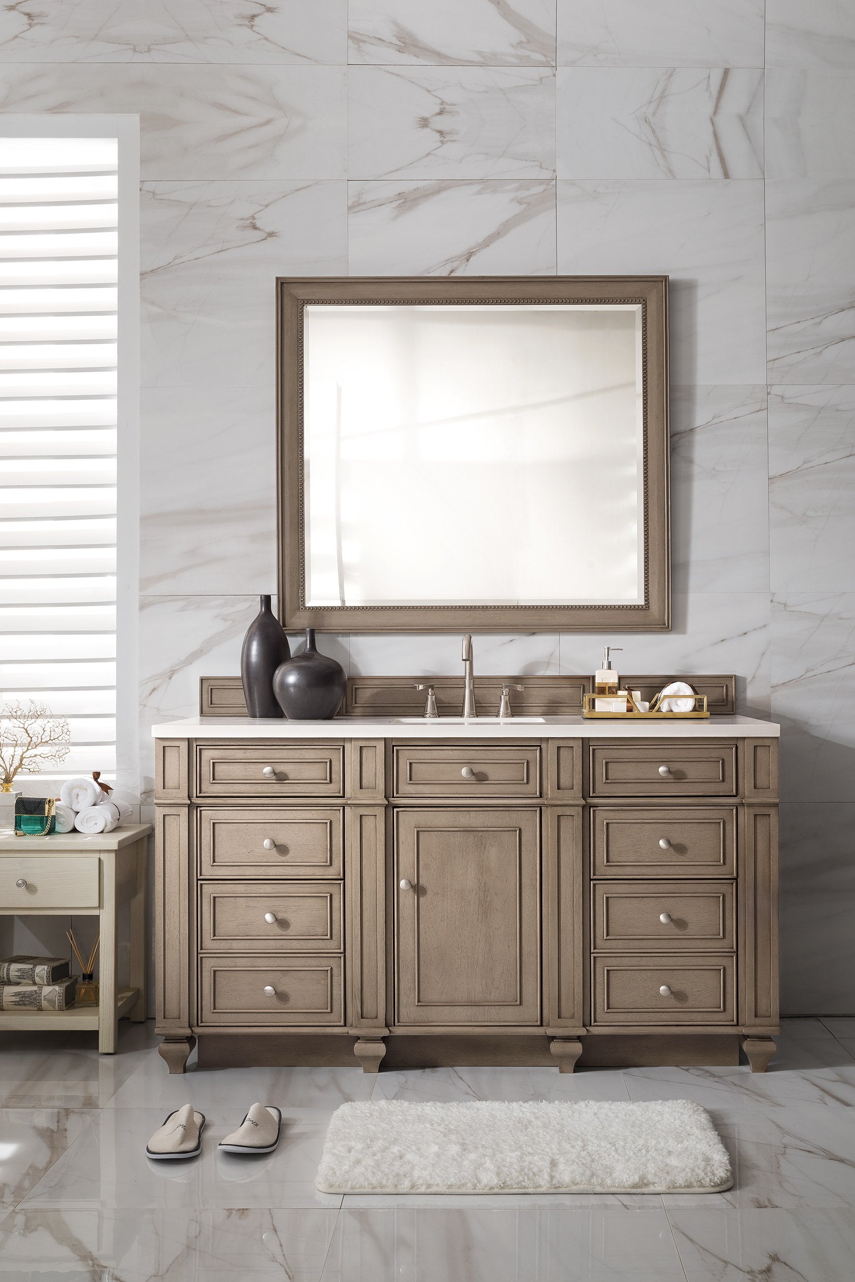 60" Bristol Whitewashed Walnut Single Bathroom Vanity, James Martin Vanities - vanitiesdepot.com