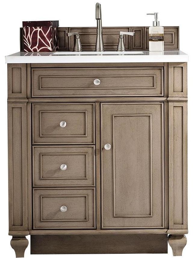 30" Bristol Whitewashed Walnut Single Bathroom Vanity, James Martin Vanities - vanitiesdepot.com