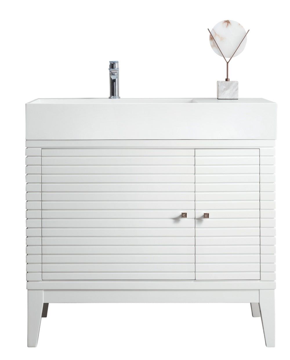 36" Linear Single Sink Bathroom Vanity, Glossy White