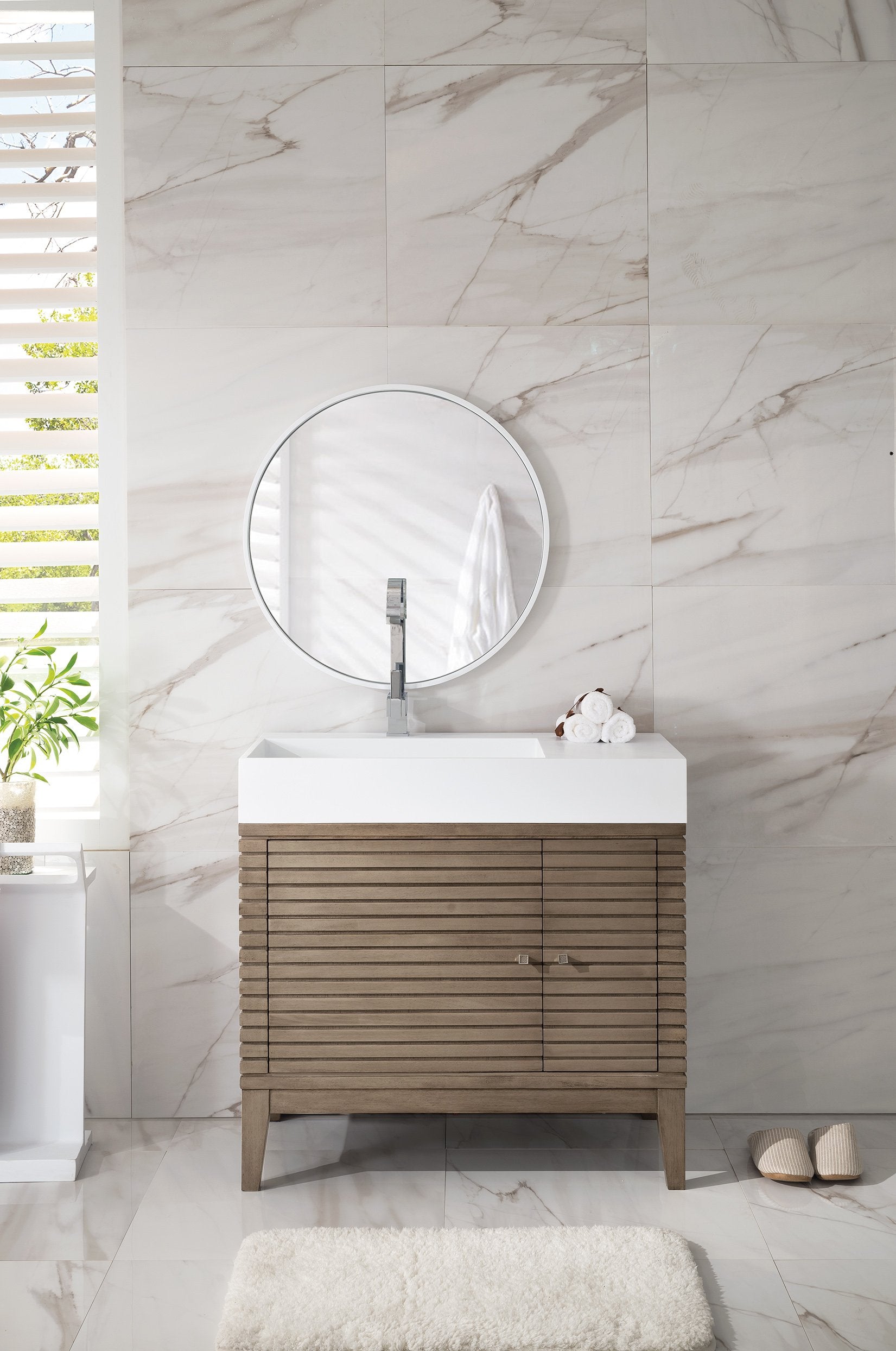 36" Linear Single Sink Bathroom Vanity, James Martin Vanities - vanitiesdepot.com