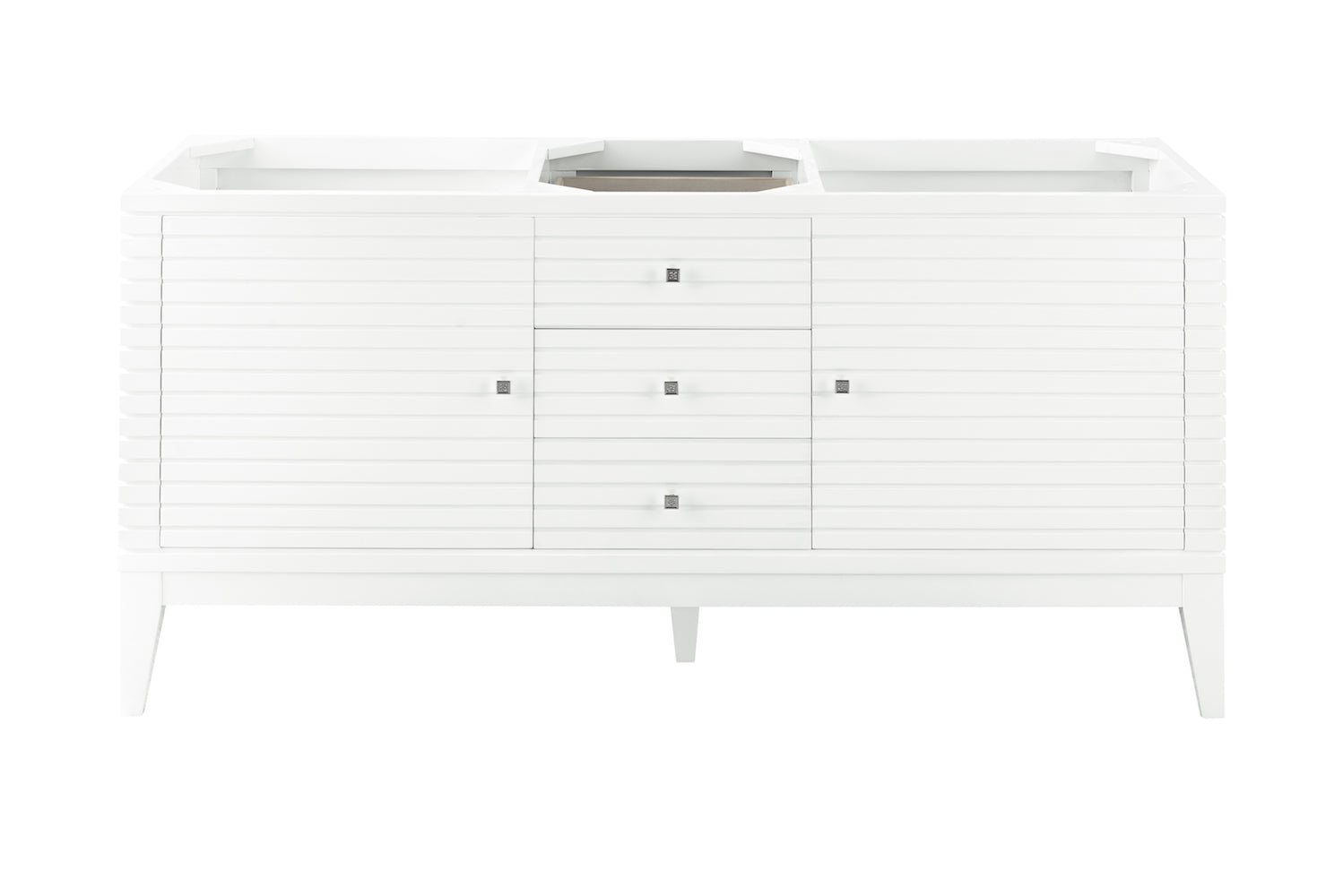 59" Linear Double Sink Bathroom Vanity, Glossy White