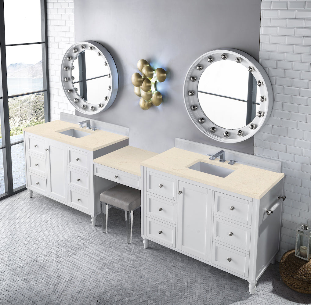 122" Copper Cove Encore Double Sink Bathroom Vanity, Bright White