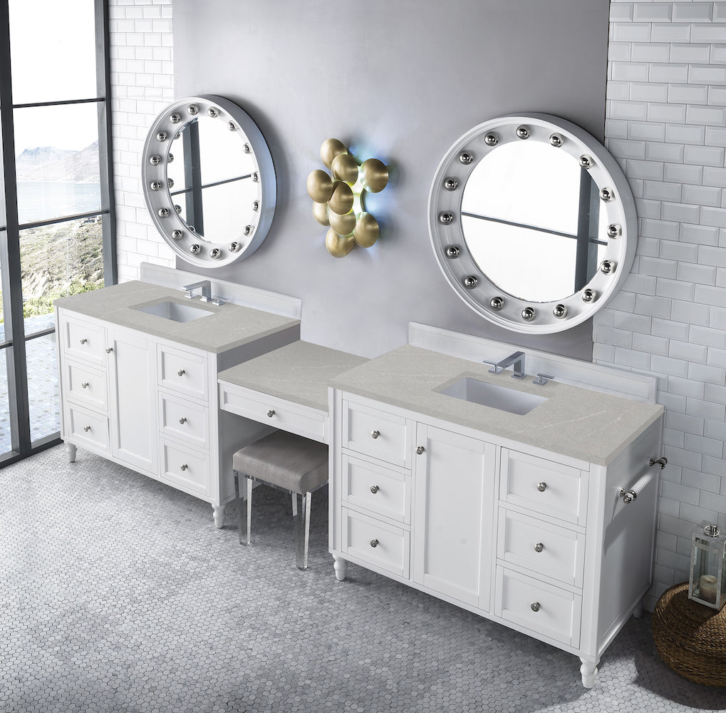 122" Copper Cove Encore Double Sink Bathroom Vanity, Bright White