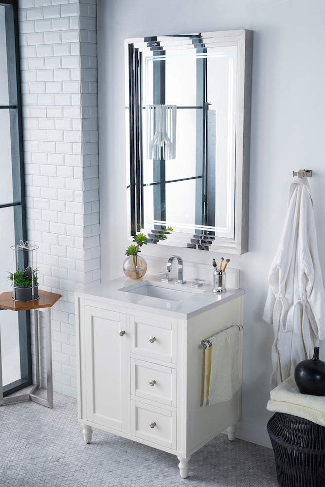 30" Copper Cove Encore Single Sink Bathroom Vanity, Bright White