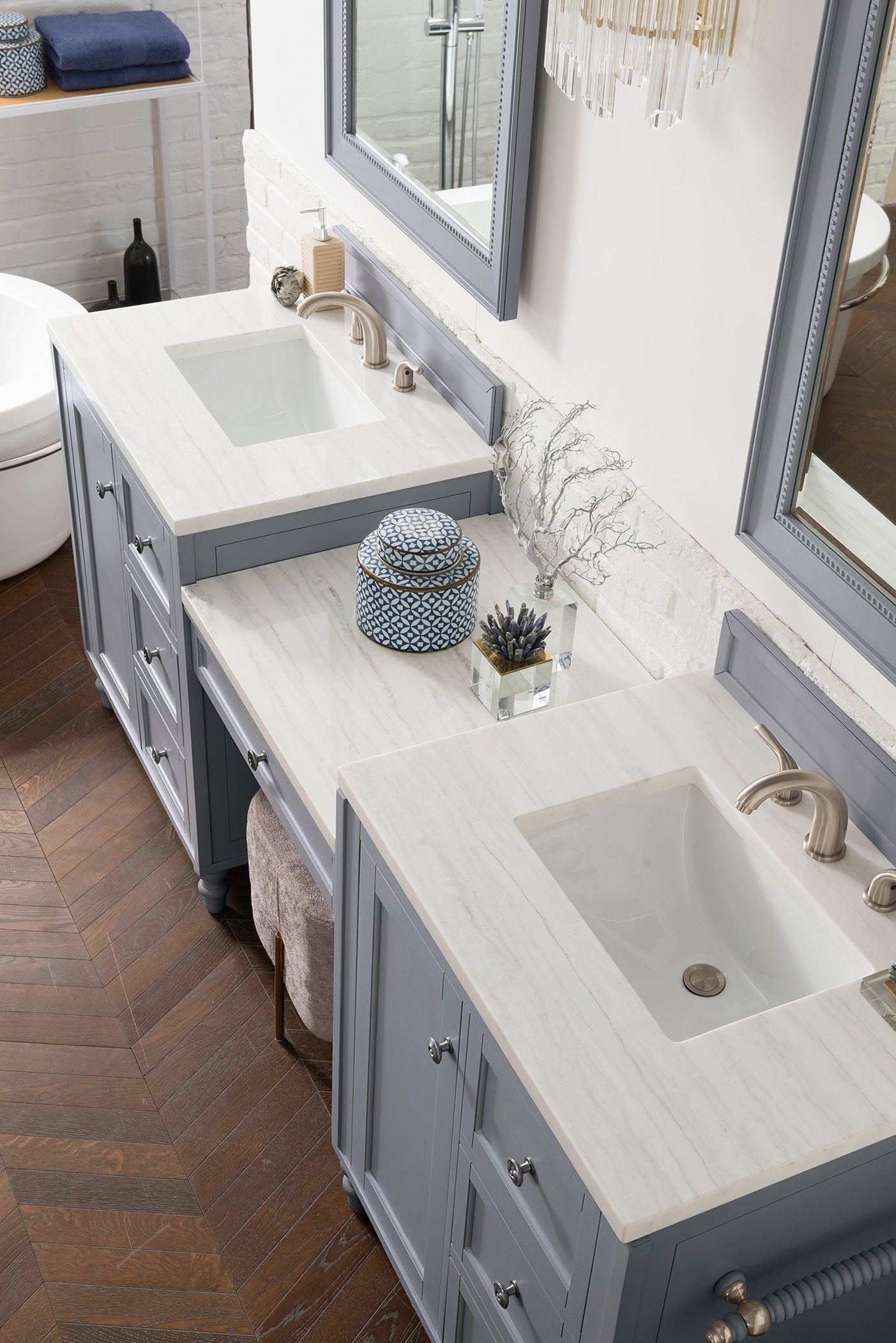 86" Copper Cove Encore Silver Gray Double Sink Bathroom Vanity, James Martin Vanities - vanitiesdepot.com