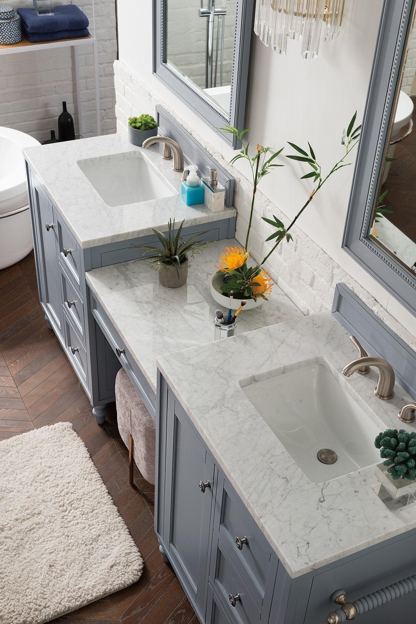 86" Copper Cove Encore Silver Gray Double Sink Bathroom Vanity, James Martin Vanities - vanitiesdepot.com