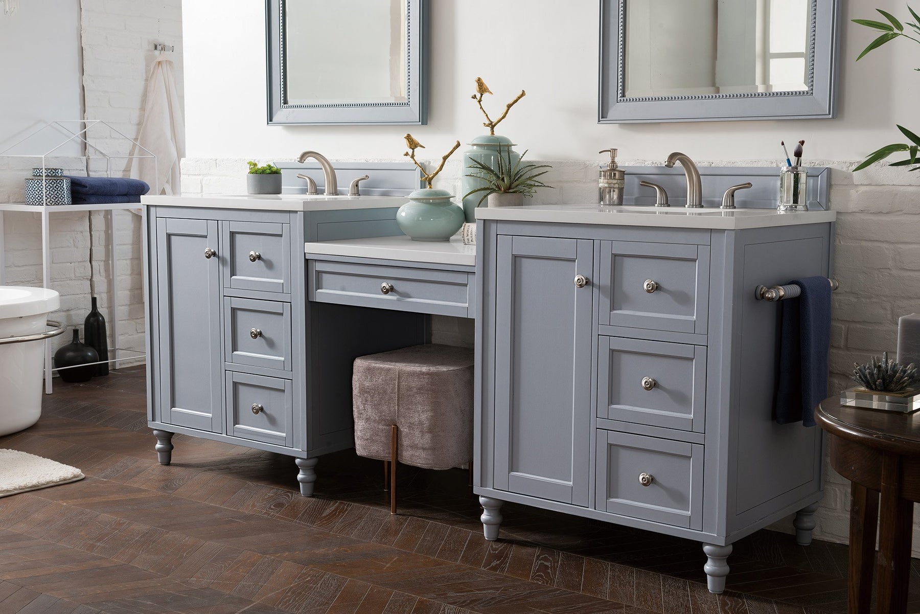 86" Copper Cove Encore Silver Gray Double Sink Bathroom Vanity, James Martin Vanities - vanitiesdepot.com
