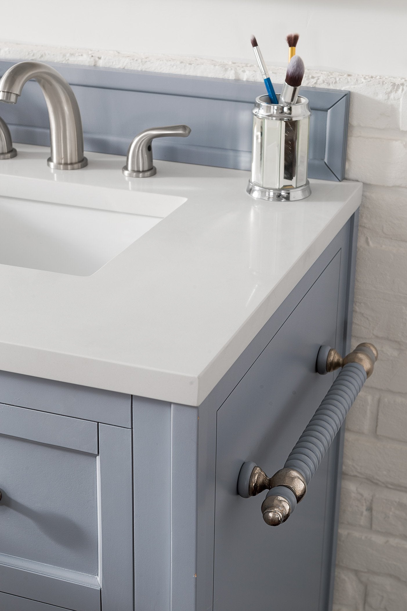 86" Copper Cove Encore Silver Gray Double Sink Bathroom Vanity, James Martin Vanities - vanitiesdepot.com