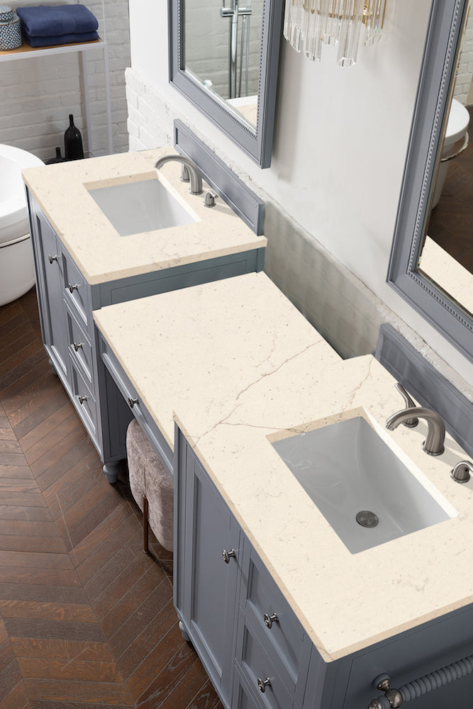 86" Copper Cove Encore Double Sink Bathroom Vanity, Silver Gray