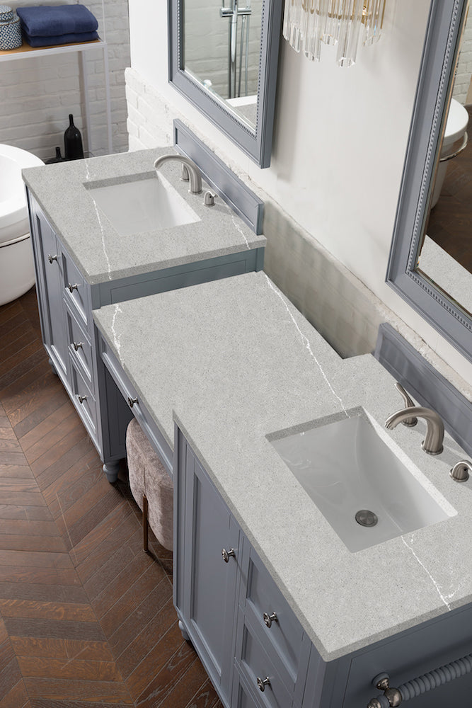86" Copper Cove Encore Double Sink Bathroom Vanity, Silver Gray