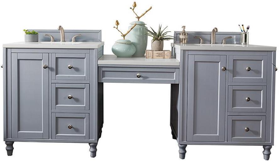 86" Copper Cove Encore Silver Gray Double Sink Bathroom Vanity, James Martin Vanities - vanitiesdepot.com