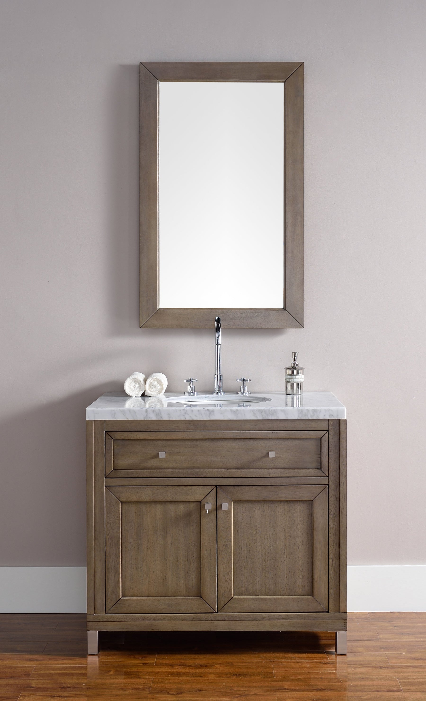 36" Chicago Whitewashed Walnut Single Sink Bathroom Vanity, James Martin Vanities - vanitiesdepot.com