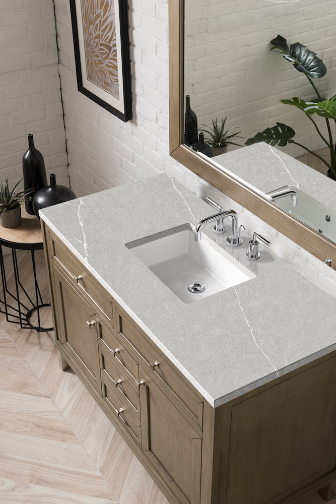 48" Chicago Single Sink Bathroom Vanity, Whitewashed Walnut