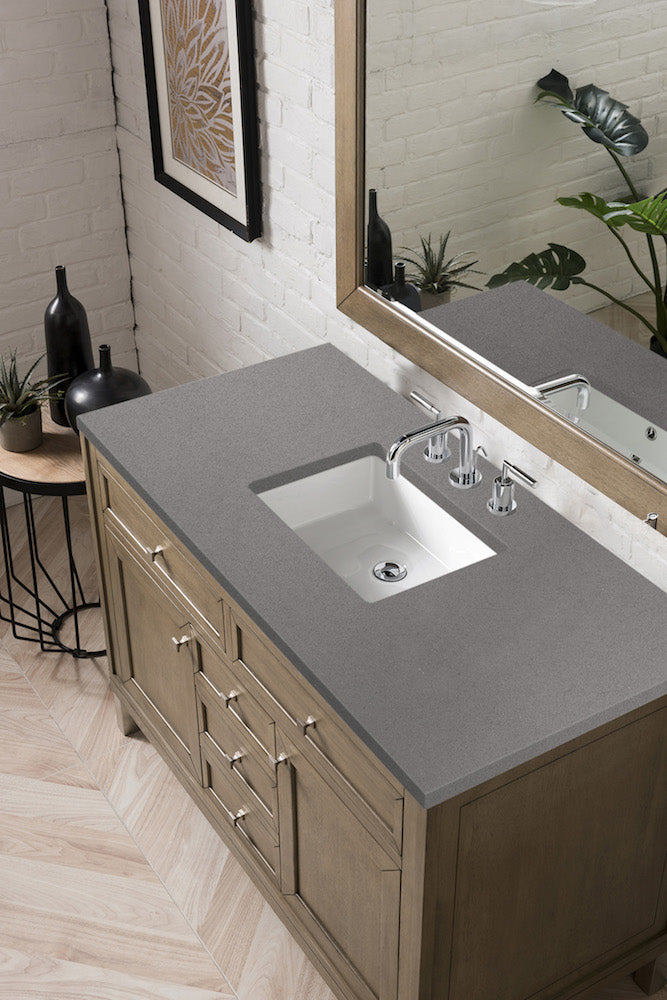 48" Chicago Single Sink Bathroom Vanity, Whitewashed Walnut