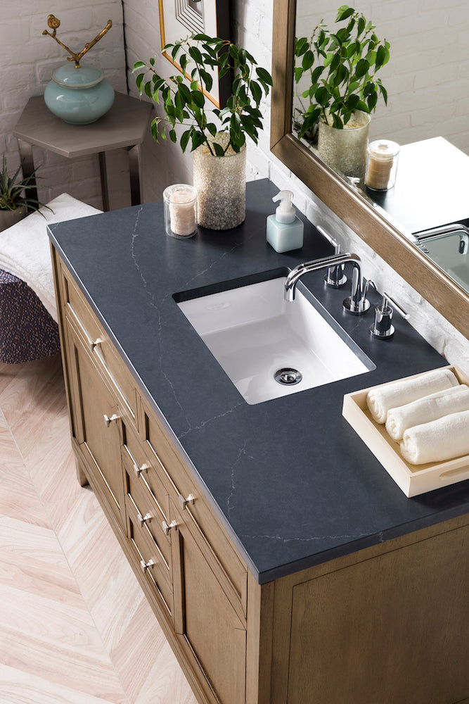 48" Chicago Single Sink Bathroom Vanity, Whitewashed Walnut