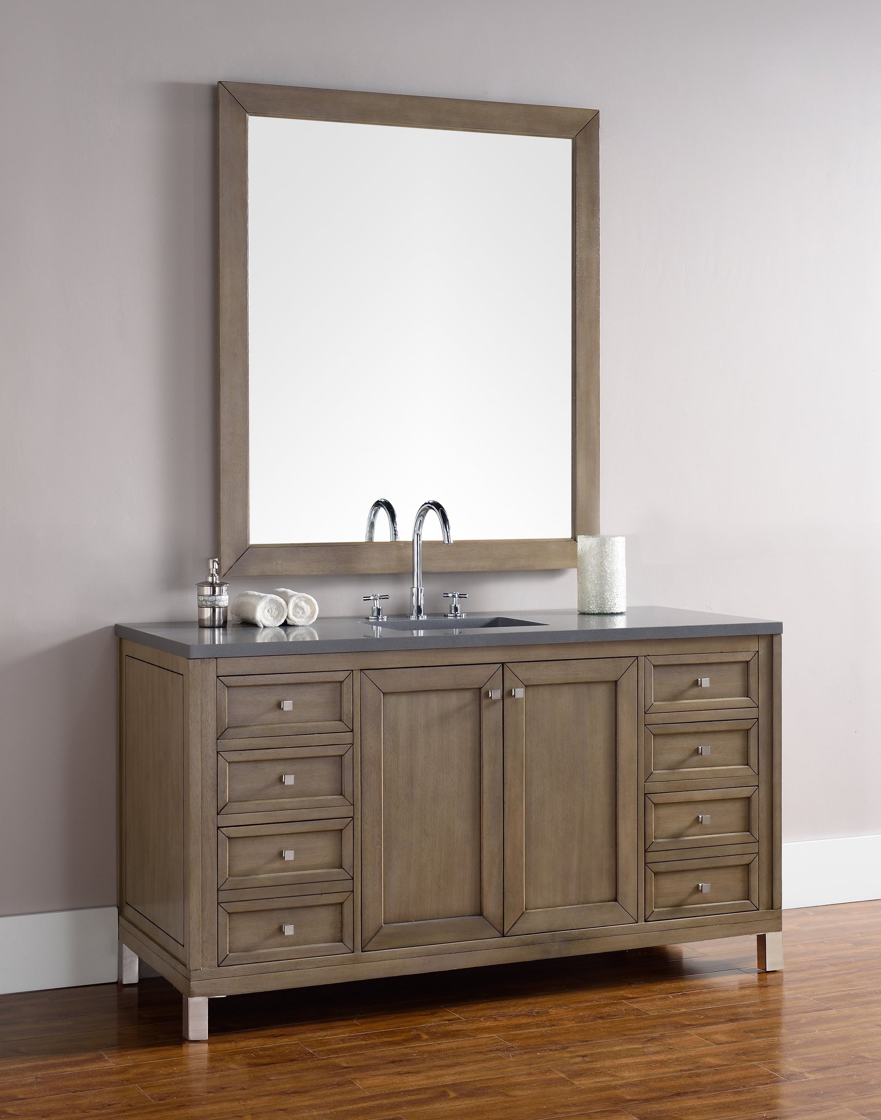 60" Chicago Whitewashed Walnut Single Sink Bathroom Vanity, James Martin Vanities - vanitiesdepot.com