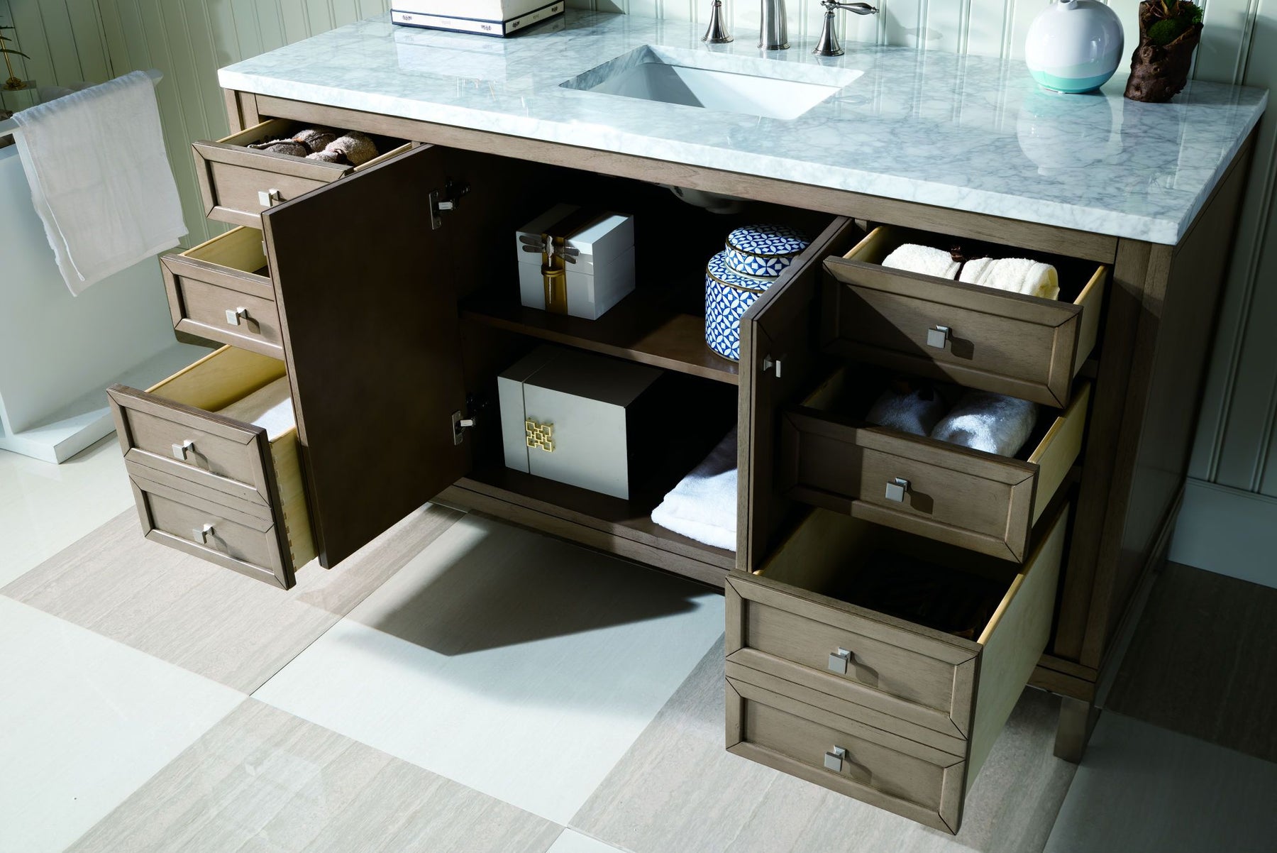 60" Chicago Whitewashed Walnut Single Sink Bathroom Vanity, James Martin Vanities - vanitiesdepot.com