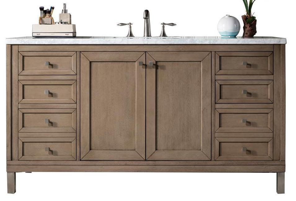 60" Chicago Whitewashed Walnut Single Sink Bathroom Vanity, James Martin Vanities - vanitiesdepot.com
