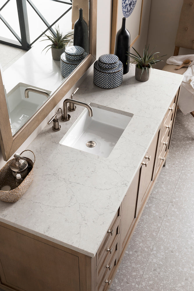 60" Chicago Whitewashed Walnut Single Sink Bathroom Vanity