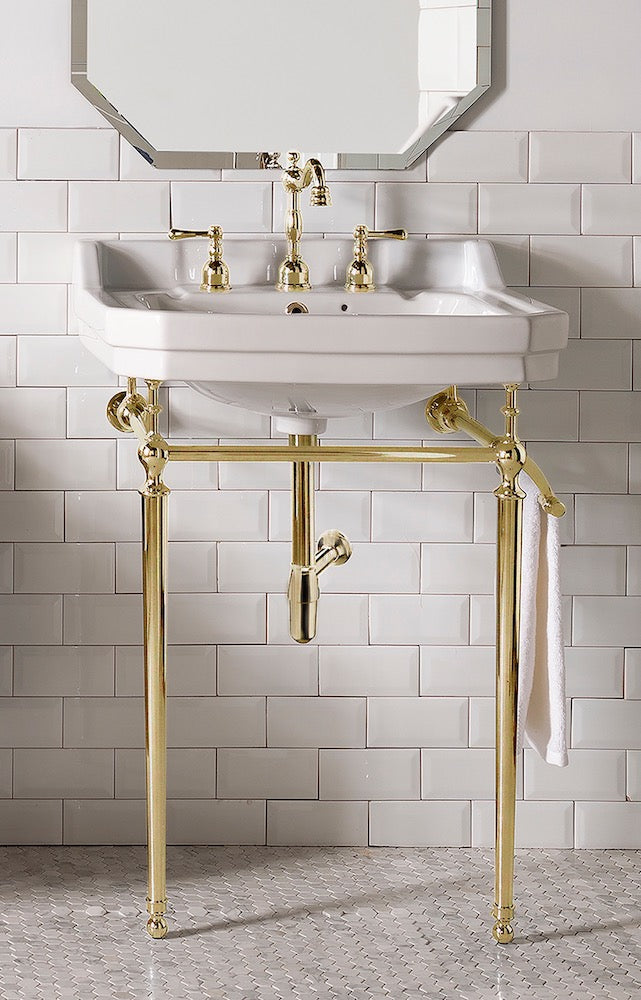 24" Wellington Single Console Sink Bathroom Vanity, Brass Stand