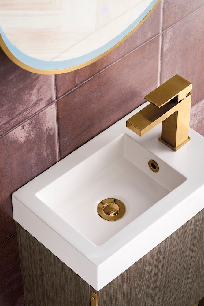 16" Columbia Single Sink Bathroom Vanity, Ash Gray, Radiant Gold w/ Top