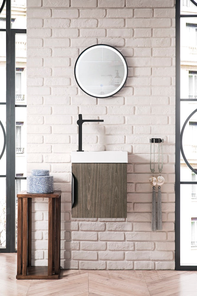 16" Columbia Single Sink Bathroom Vanity, Ash Gray w/ Top