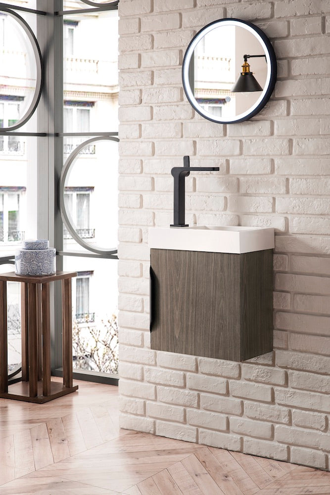 16" Columbia Single Sink Bathroom Vanity, Ash Gray w/ Top